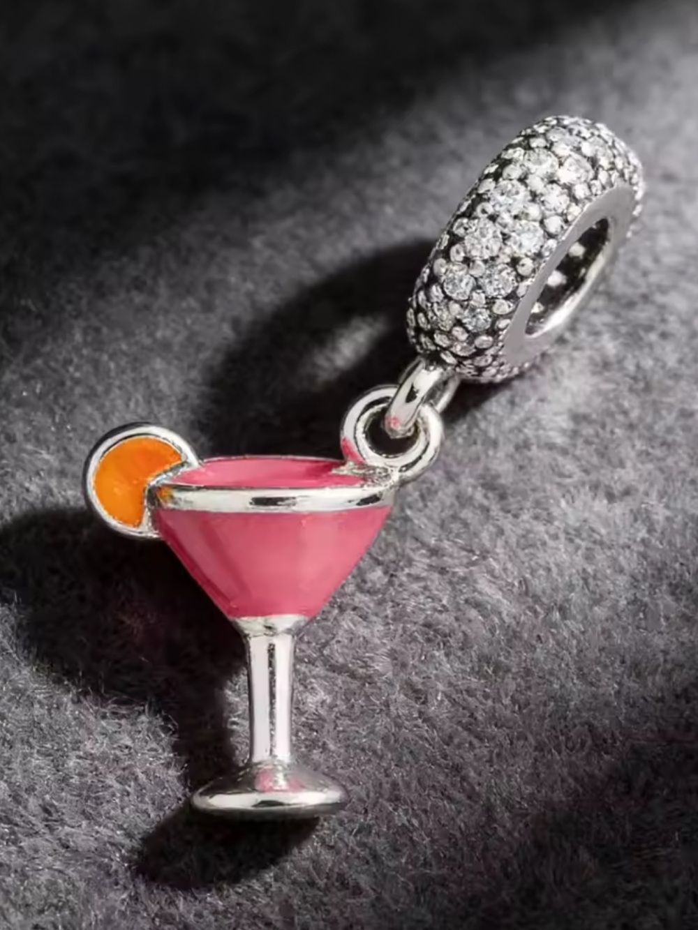 Kohl's Pink and Orange Martini Cocktail Charm Pendant